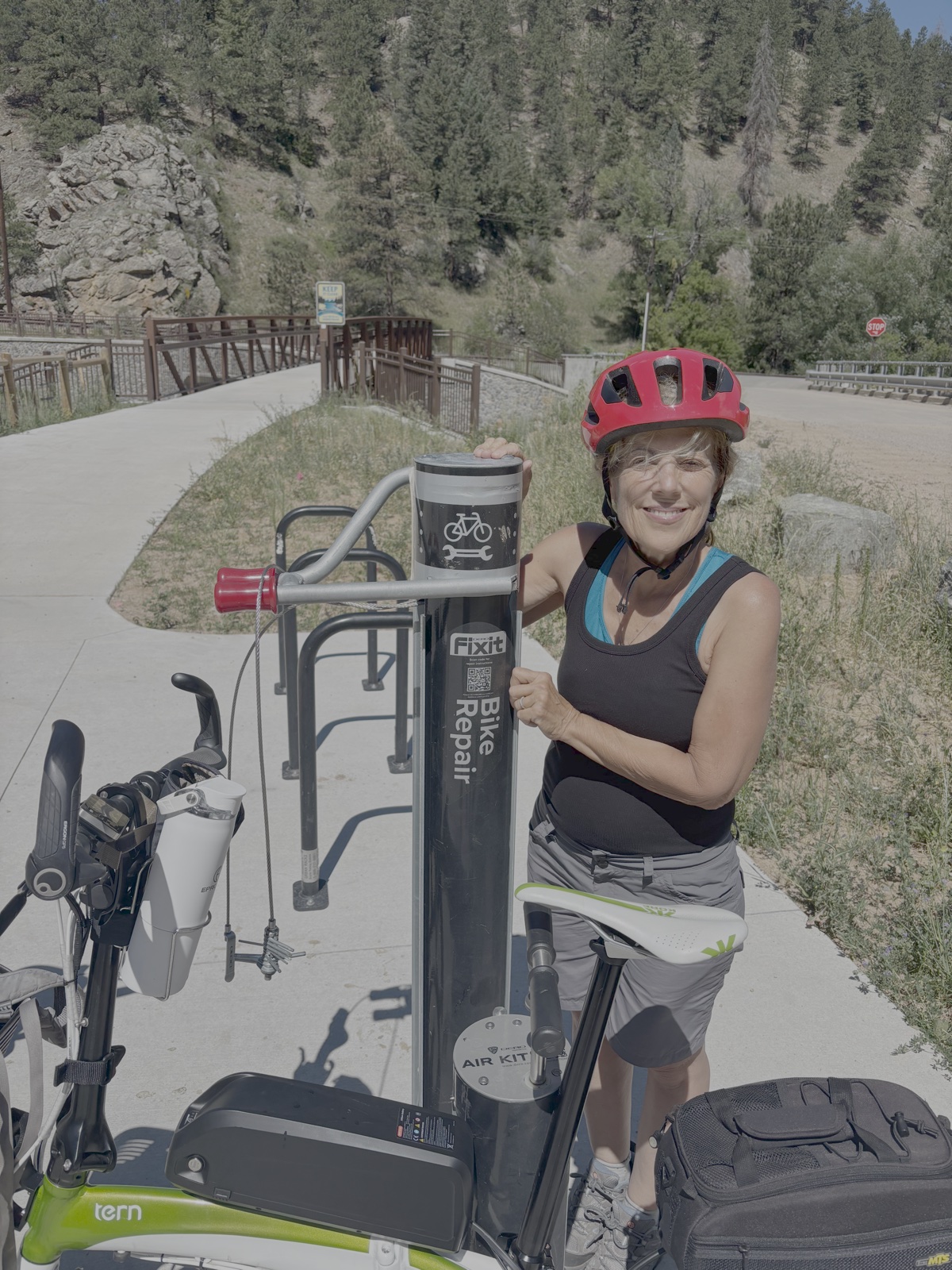 Tara e-biking up Boulder Canyon